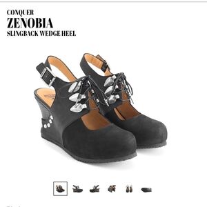 Zenobia Black Slingback Wedge Heel